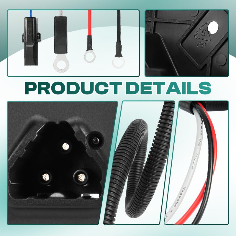 Drive-up Golf Cart 48V Charger Receptacle for EZGO RXV and Delta-Q Battery EZGO Charging Port with Wires 604321,611219,602529 - Image 3